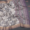 Raw Silk Cream Printed Saree 03
