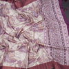 Raw Silk Cream Printed Saree 02