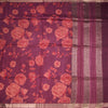 Pure Tussar Magenta Purple Floral Printed Saree 02