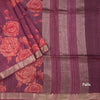 Pure Tussar Magenta Purple Floral Printed Saree 02