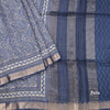 Pure Tussar Blue Floral Printed Saree 05