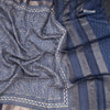 Pure Tussar Blue Paisley Printed Saree 05