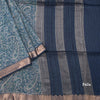 Pure Tussar Peacock Blue Floral Printed Saree