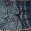 Pure Tussar Peacock Blue Paisley Printed Saree
