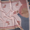 Semi Linen Light Brown Painted With Thread Work Saree