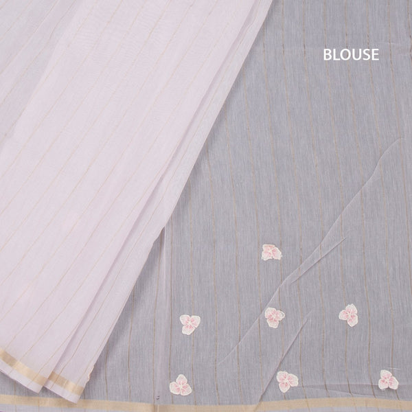 Raw Silk Baby Pink Floral Thread Work Saree 02