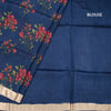 Pure Tussar Dark Blue Floral Printed Saree 03