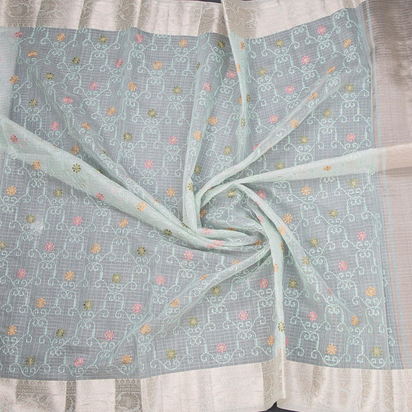 Kota Mint Green Thread Work Saree