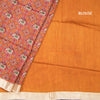 Raw Silk Orange Printed Saree