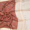 Raw Silk Orange Printed Saree