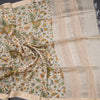 Pure Tussar Cream Leaf Printed Saree 02