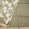 Pure Tussar Olive Green Floral Printed Saree