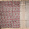 Pure Tussar Cream Floral Printed Saree 04