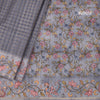 Raw Silk Grey Zari Checked Saree