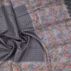 Raw Silk Grey Zari Checked Saree