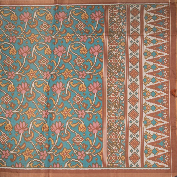 Raw Silk Dark Green Floral Printed Saree