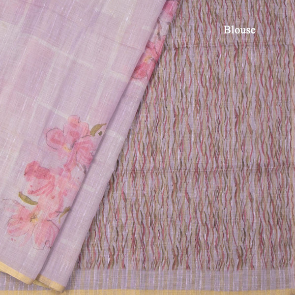 Linen Taffy Pink Floral Printed Saree
