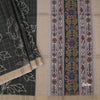 Raw Silk Dark Green Zari Checked With Printed Saree