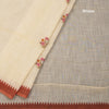 Linen Cream Floral Thread Work Saree 05
