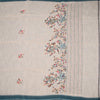 Linen Cream Floral Thread Work Saree 06