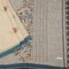 Linen Cream Floral Thread Work Saree 06