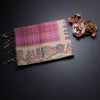 Raw Silk Taffy Pink Zari Checked Saree