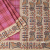 Raw Silk Taffy Pink Zari Checked Saree