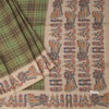 Raw Silk Olive Green Zari Checked Saree