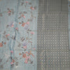 Raw Silk Mint Green Floral Printed Saree