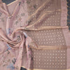 Raw Silk Light Brown Floral Printed Saree 02