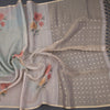 Raw Silk Cream Floral Printed Saree 09