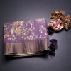 Raw Silk Purple Printed Saree In Tree Design
