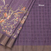 Raw Silk Purple Printed Saree In Tree Design