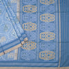 Raw Silk Light Blue Printed Saree