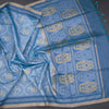 Raw Silk Light Blue Printed Saree
