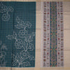 Raw Silk Teal Green Checked Printed Saree