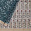 Raw Silk Teal Green Checked Printed Saree