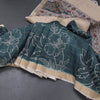 Raw Silk Teal Green Checked Printed Saree
