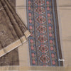 Raw Silk Olive Green Checked Printed Saree