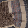 Raw Silk Olive Green Checked Printed Saree