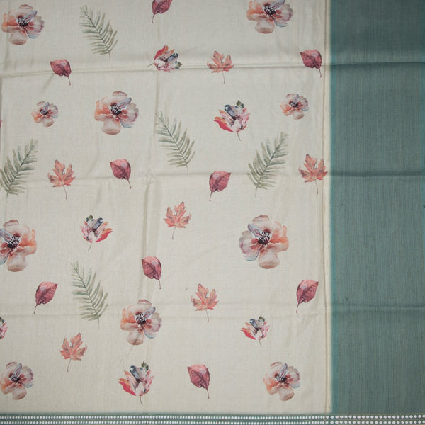 Raw Silk Pista Green Printed Saree