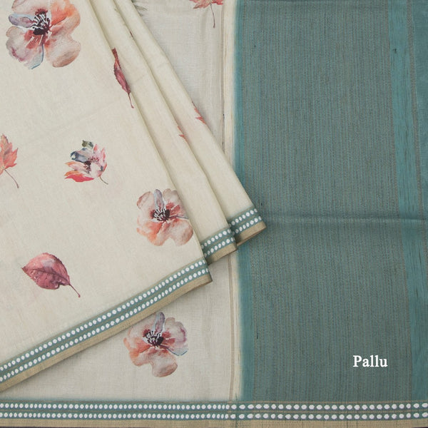 Raw Silk Pista Green Printed Saree
