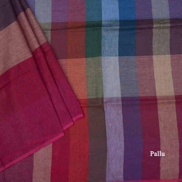 Linen Multi Colour Stripes Design Saree