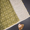 Chanderi Olive Green Printed Saree
