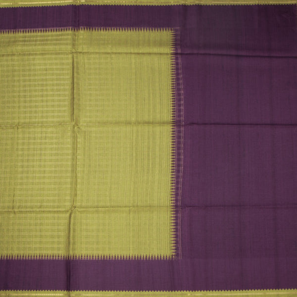 Raw Silk Light Green Zari Checked Saree