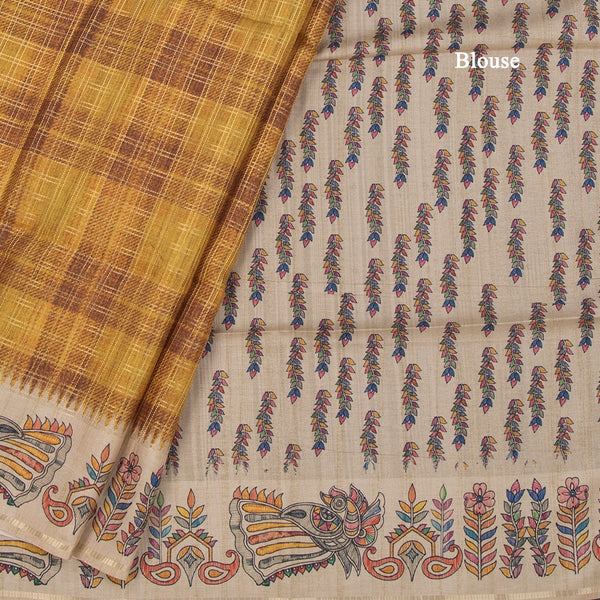 Raw Silk Multi Colour Zari Checked Saree