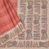 Raw Silk Peach Zari Checked Saree