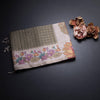 Raw Silk Olive Green Zari Checked Saree 02