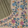 Raw Silk Olive Green Zari Checked Saree 02