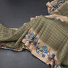Raw Silk Olive Green Zari Checked Saree 02